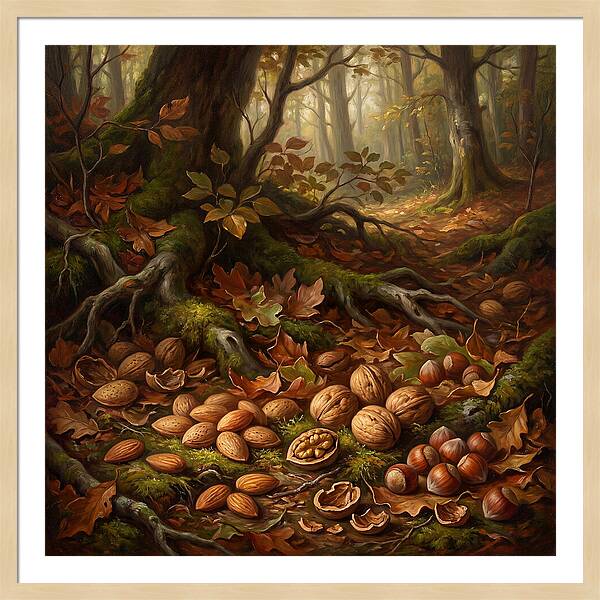 Nuts Among Autumn Leaves