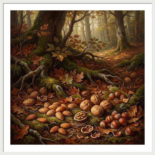 Nuts Among Autumn Leaves