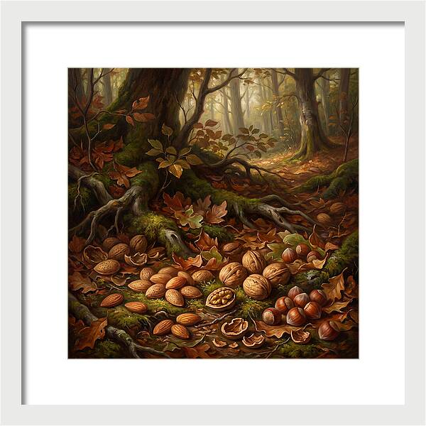 Nuts Among Autumn Leaves