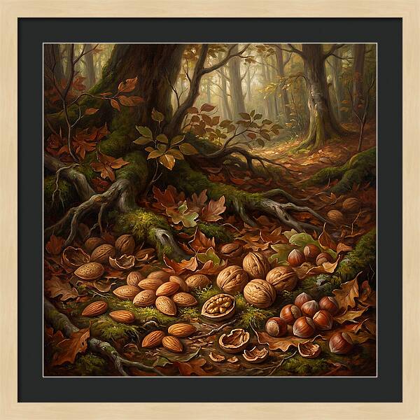 Nuts Among Autumn Leaves
