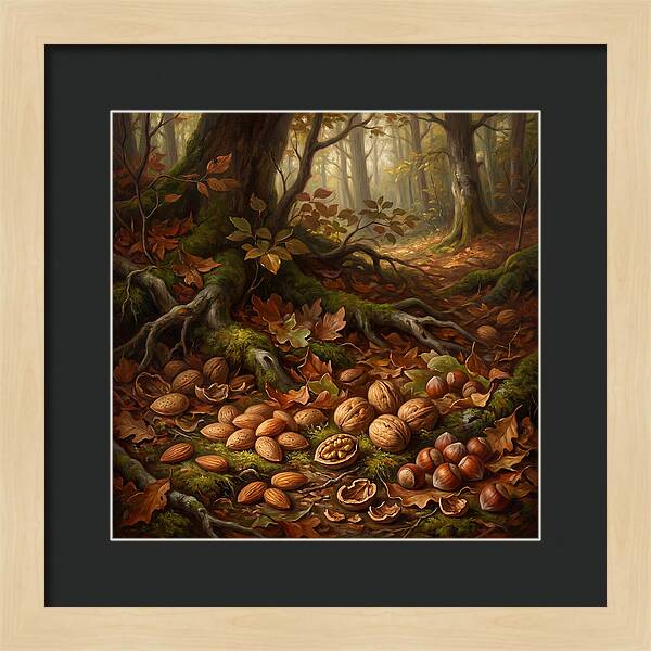 Nuts Among Autumn Leaves