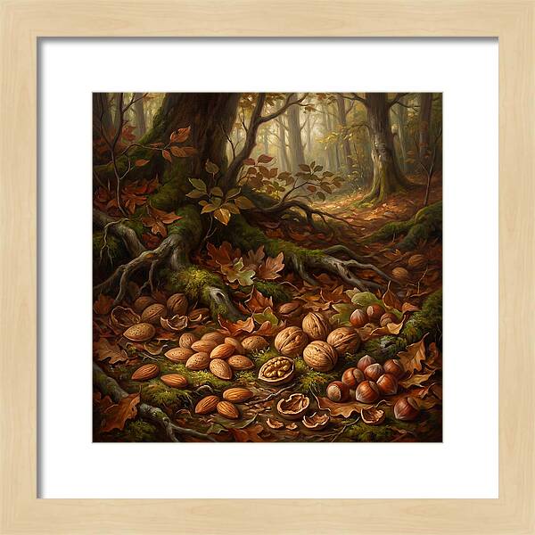 Nuts Among Autumn Leaves