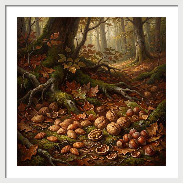 Nuts Among Autumn Leaves