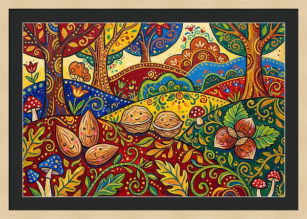 Nuts In A Vibrant Landscape