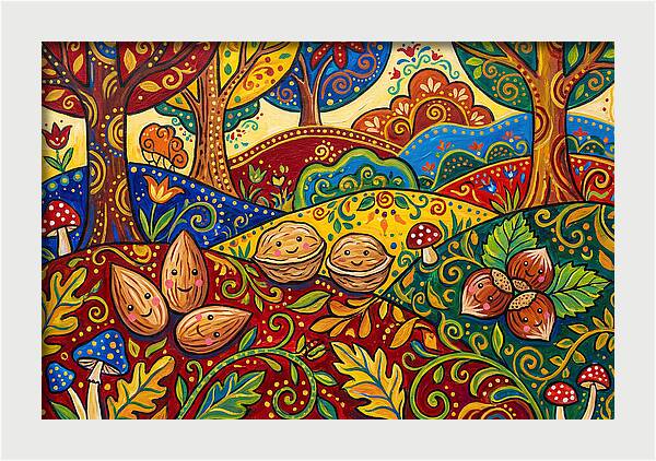 Nuts In A Vibrant Landscape