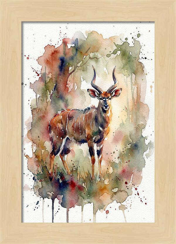 Nyala In Watercolor Splendor