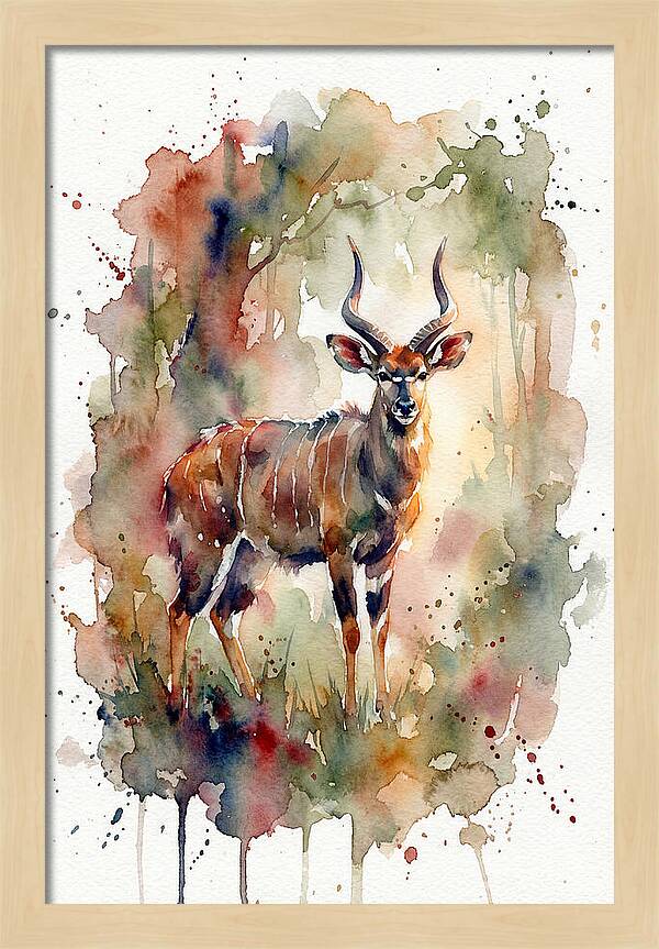 Nyala In Watercolor Splendor
