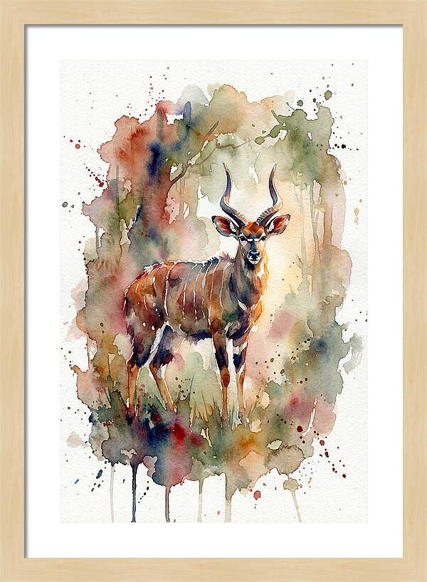 Nyala In Watercolor Splendor