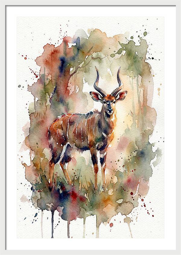 Nyala In Watercolor Splendor