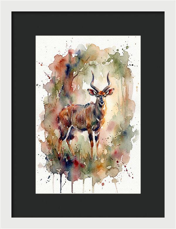 Nyala In Watercolor Splendor