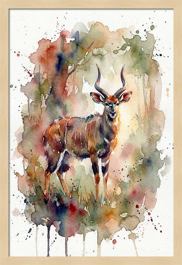 Nyala In Watercolor Splendor