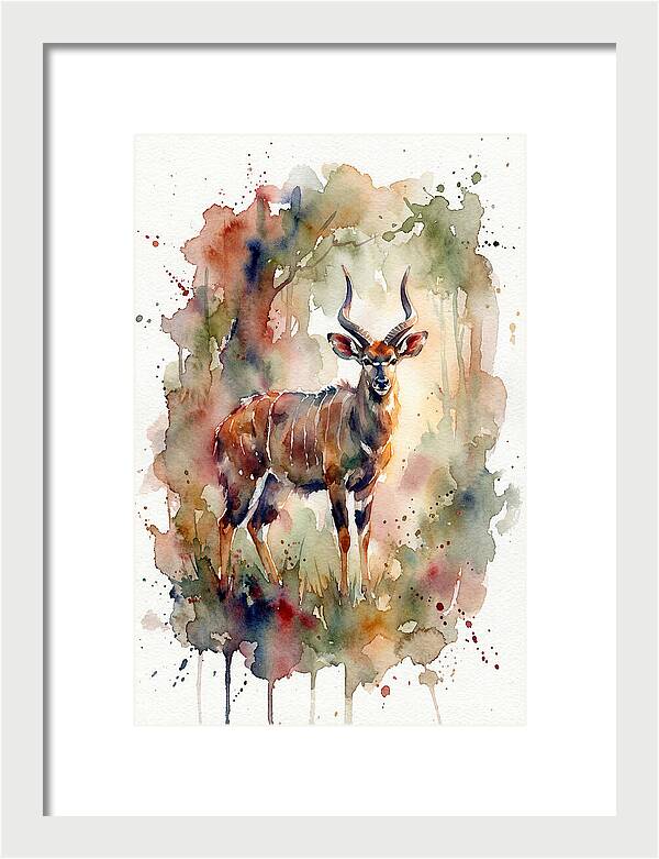 Nyala In Watercolor Splendor