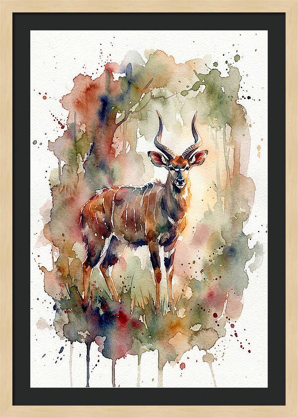Nyala In Watercolor Splendor