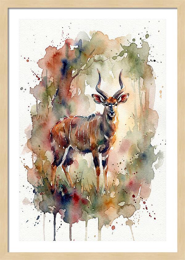 Nyala In Watercolor Splendor
