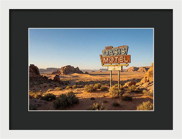 Oasis Motel Sign In Desert