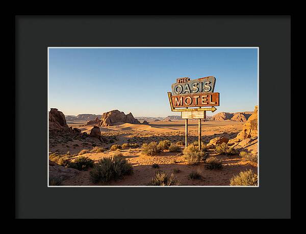 Oasis Motel Sign In Desert