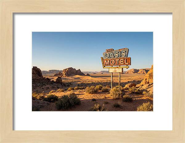 Oasis Motel Sign In Desert