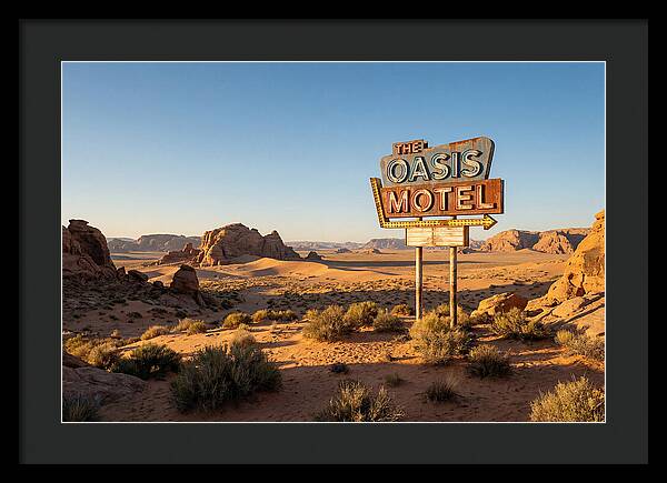 Oasis Motel Sign In Desert