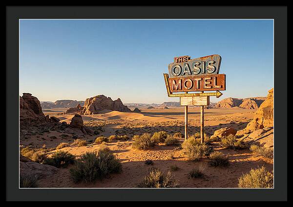 Oasis Motel Sign In Desert