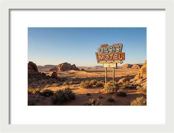 Oasis Motel Sign In Desert