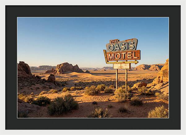 Oasis Motel Sign In Desert