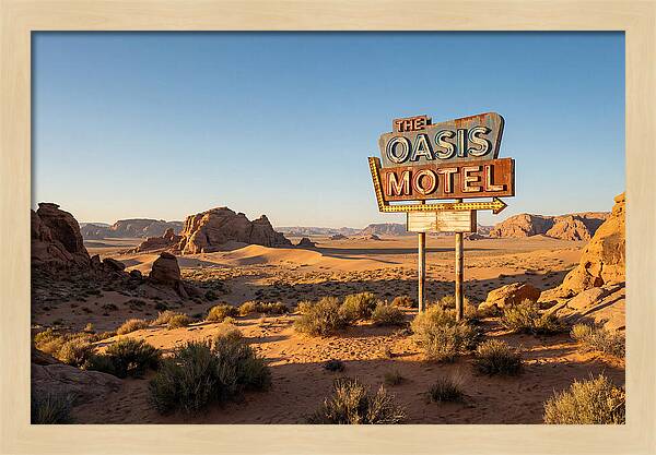 Oasis Motel Sign In Desert
