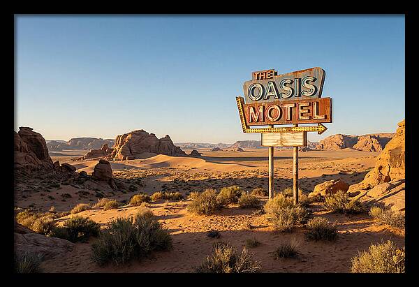 Oasis Motel Sign In Desert