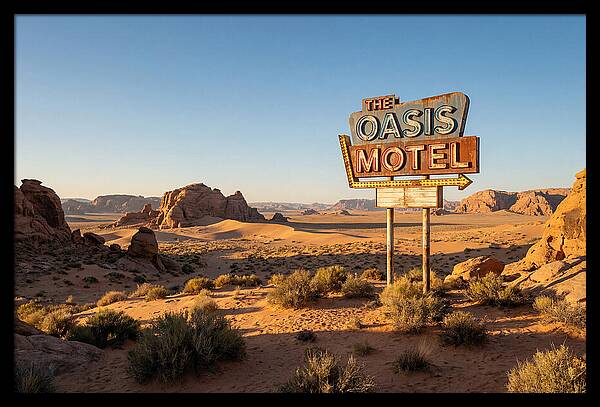 Oasis Motel Sign In Desert