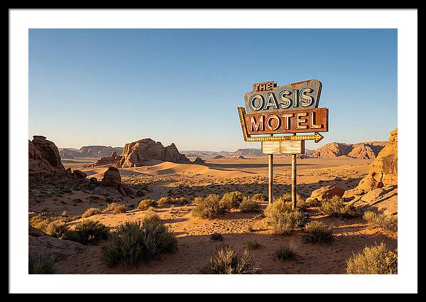 Oasis Motel Sign In Desert