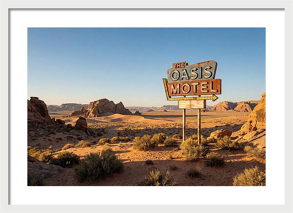 Oasis Motel Sign In Desert