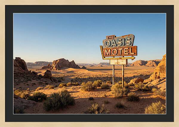Oasis Motel Sign In Desert
