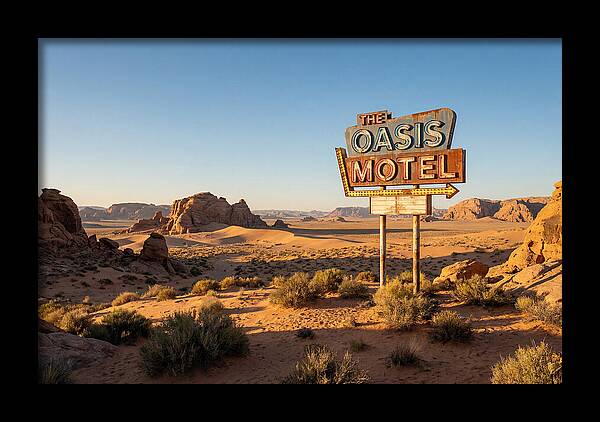 Oasis Motel Sign In Desert