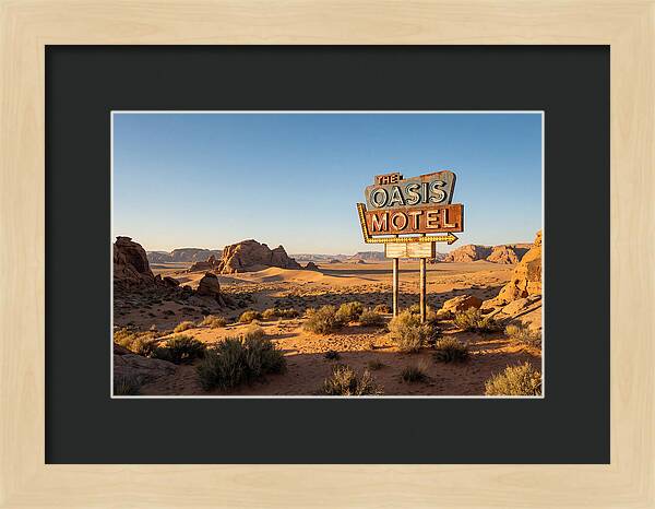Oasis Motel Sign In Desert