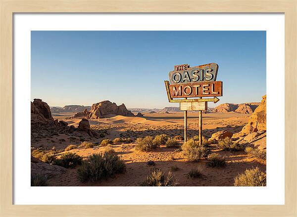Oasis Motel Sign In Desert