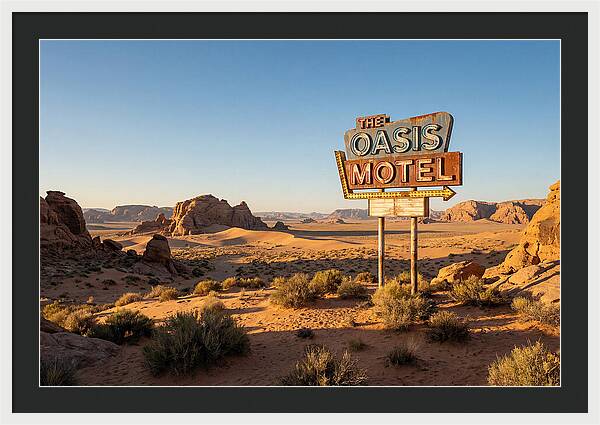 Oasis Motel Sign In Desert