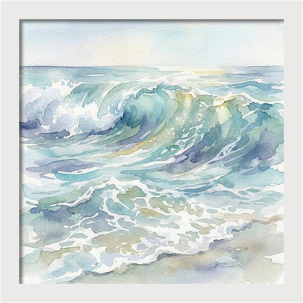 Ocean Waves In Watercolor