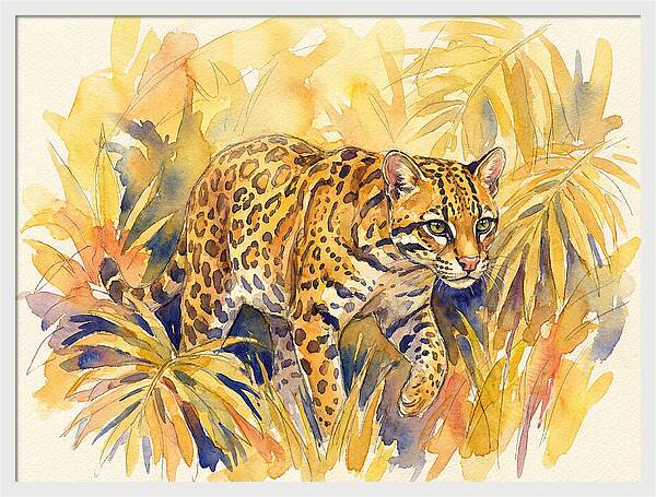 Ocelot Among Tropical Foliage