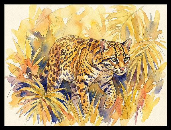 Ocelot Among Tropical Foliage