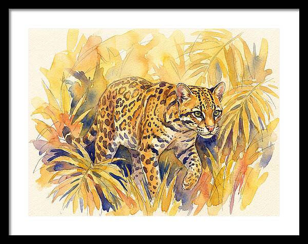 Ocelot Among Tropical Foliage