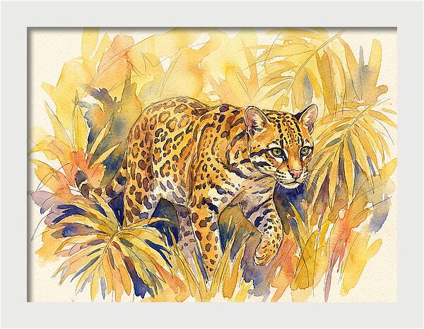 Ocelot Among Tropical Foliage
