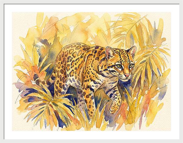 Ocelot Among Tropical Foliage