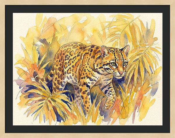 Ocelot Among Tropical Foliage