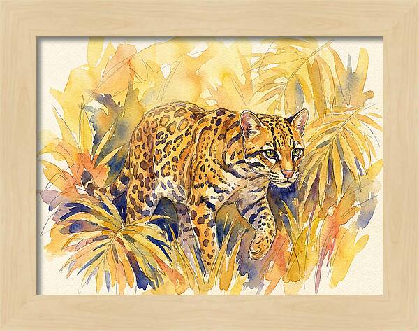 Ocelot Among Tropical Foliage
