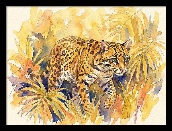 Ocelot Among Tropical Foliage