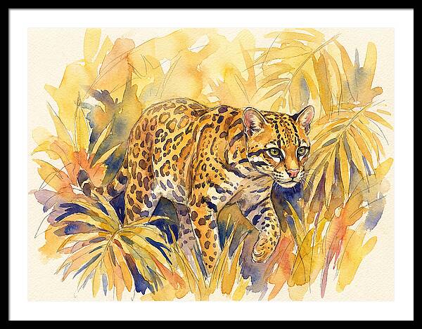 Ocelot Among Tropical Foliage