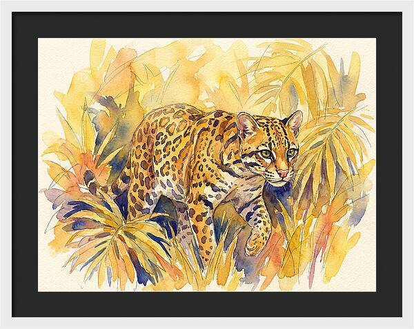 Ocelot Among Tropical Foliage