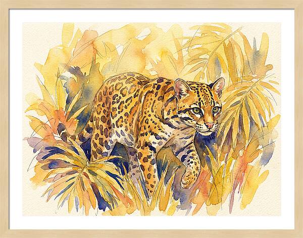 Ocelot Among Tropical Foliage