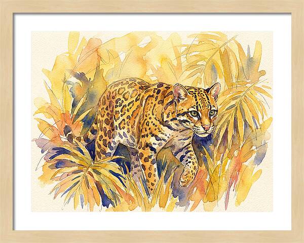 Ocelot Among Tropical Foliage