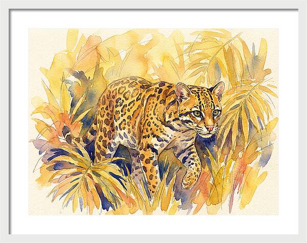 Ocelot Among Tropical Foliage