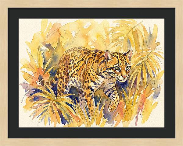 Ocelot Among Tropical Foliage